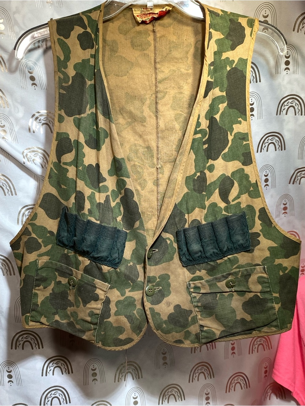 Vintage Men's Camouflage Shooting Vest - Green Camo